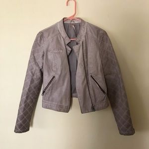 Free People Leather Bomber Jacket